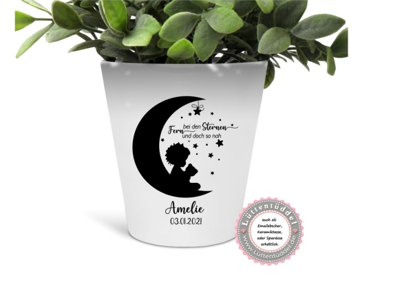 stiller Blumentopf Sternenkind Mond Sterne Spruch Name Abschied, Mitbringsel....von Lüttentüddel®